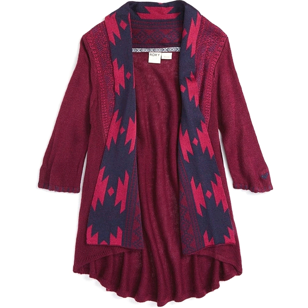Indie Cozy Geo Pattern Open Front Cardigan